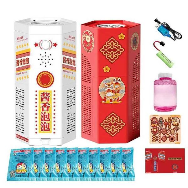 Novelty Games Fireworks Bubble Machine Automatic Bubble Blower with Colorful Lights Music Used for Outdoor Supply at New Years Parties Q2411