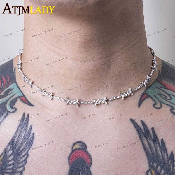 2023 Geometric CZ Bar Barbed Wire Charm Choker Necklace Bracelet 5A Cubic Zirconia Adjust Chain Fashion Girl Women Jewelry Sets
