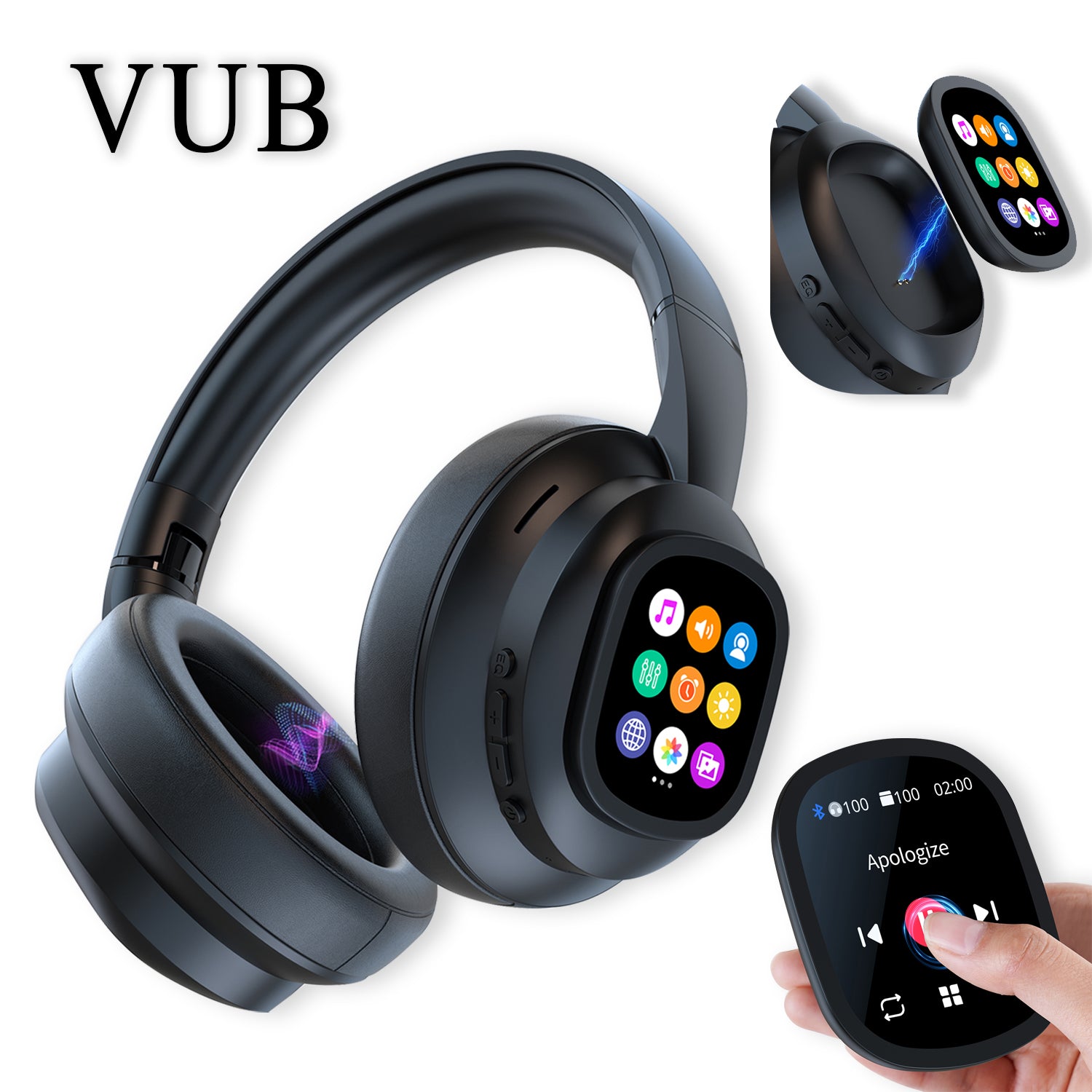 TEMU New -cancelling Headphones(with Touchscreen), Intelligent Ai Translation, Remote Control Photography, Wireless Headphones With Microphone, Soft