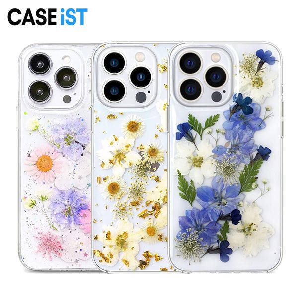 CASEiST Luxury Pressed Dried Real Flowers Eternal Floral Aesthetic Daisy Glitter Gold Foil Women Protective Phone Case Cover For iPhone 15 1
