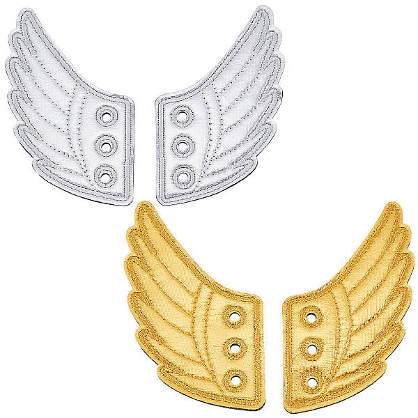 2 Paar 2 Farben Stoff mit Filz Rollschuh Schuh Charm Flügel