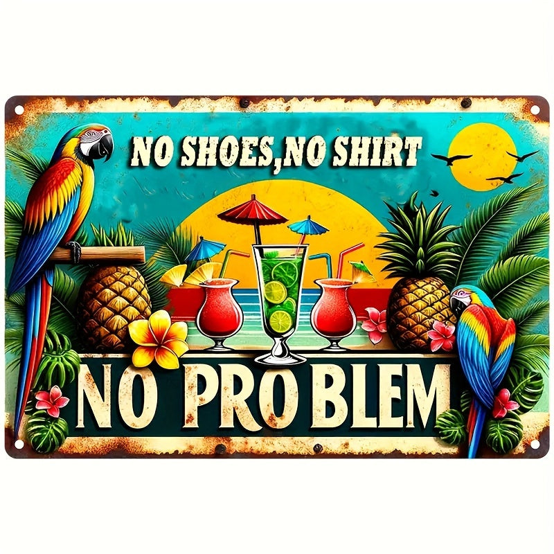 TEMU [retro Sign Home Decor] Vintage Metal Tin Sign Hawaiian Parrot Hawaii Sign Home Decorations Retro Vintage Kitchen Bedroom Wall Decor Room Wall