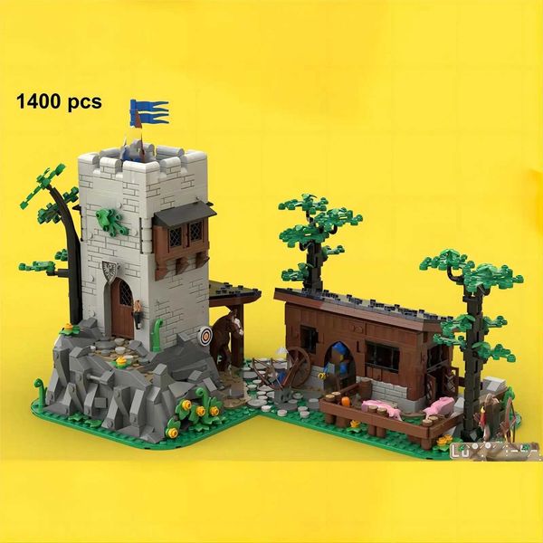 Blocks MOC Medieval Architecture Scene Falcon Watchtower Castle Street View Model Building Block Assembly Brick Toy Childrens Gift Y241228BR