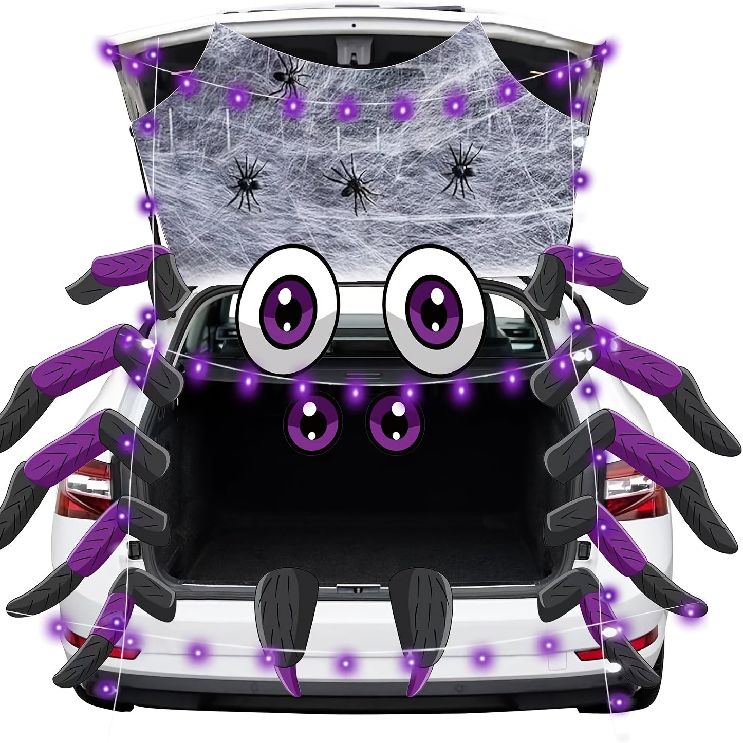 TEMU Halloween Trunk Or Treat Car Decorations Kits, Trunk Or Treat Decorations With Web For Suv, Garage Door, Halloween Car Decorations Outdoor