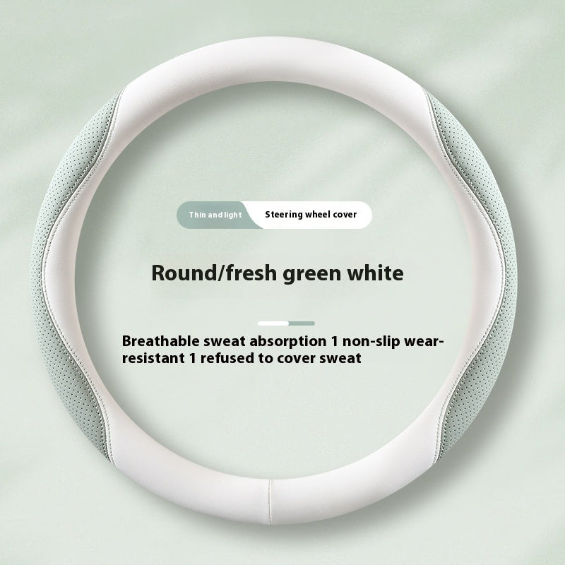 premium leather steering wheel cover for cars breathable antislip grip sporty racing dualcolor design universal fit 15 inch 38cm truck suv sedan