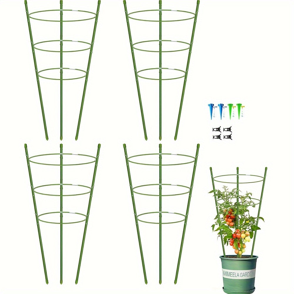 TEMU 2-4 Pack Tomato Cage Plant Support Cages For Garden, 18 Inches Trellis For Climbing Plants, Upgrade Garden Plant Stakes With Spikes And Plant