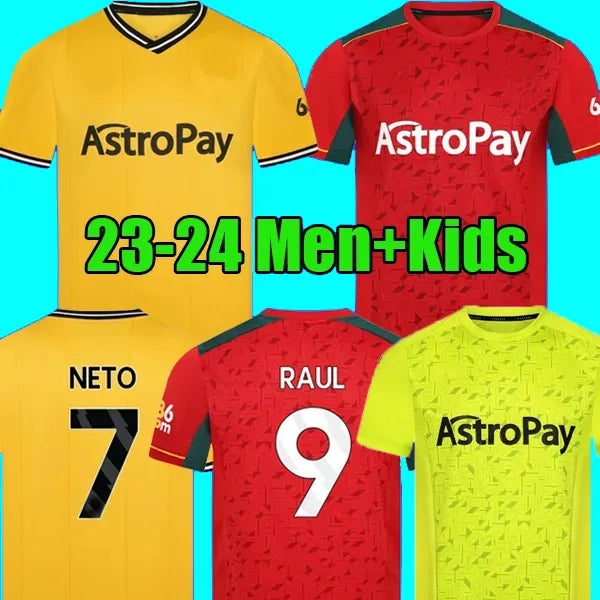 3XL 4XL Wolves 23 24 Home Soccer Jerseys RAUL SEMEDO NETO NEVES TRINCAO Wanderers J OTTO PODENCE GIBBS Wolverhampton 2023 2024 Football Shirts Men K