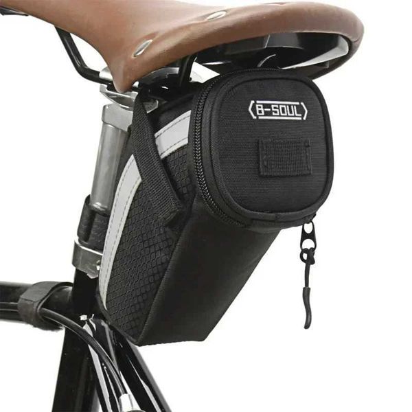 Soul Bicycle Saddle Bag 1L Small Storage Black Bicycle Seat Tail Bag Accessories Kit Reflective Bicycle Accessories W241008 W241008