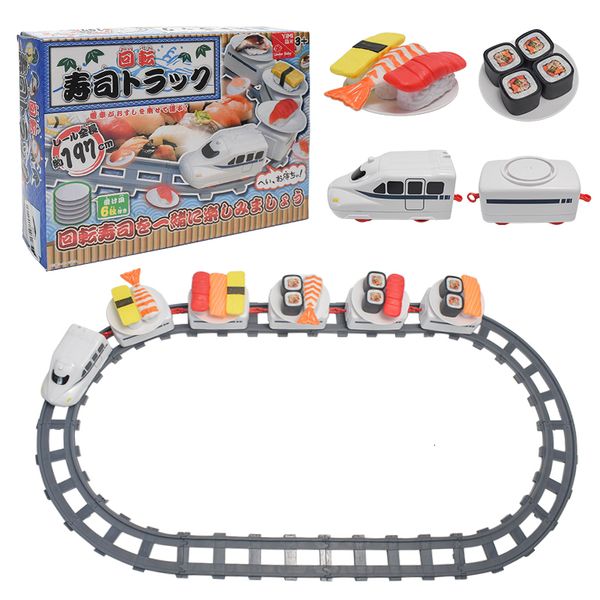 Kitchens Play Food Sushi Train Track Rotary Toy Electric Simula Revolving Car Ushi Children For Girl 221123