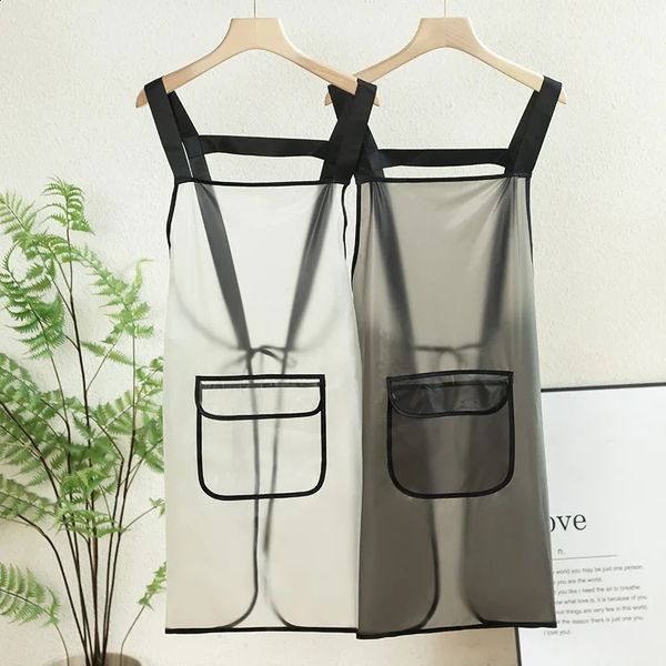Men Women Mandiles TPU Kitchen Apron Waterproof Transparent Household Cleaning Aprons Painting Nails Beauty Makeup Pinafore 240726
