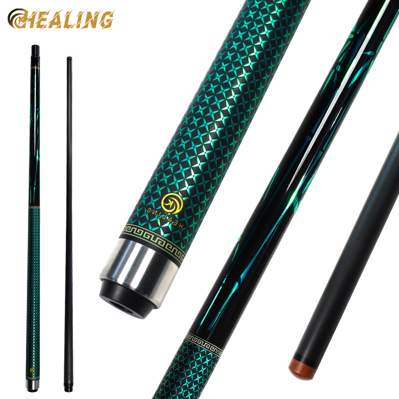 OKHEALING 1-2 Split Pool Cue Billiard Stick Carbon Fiber Billiard Cue 12.9mm Bakelite Tip Uni-loc - 3 Teeth Joint Length 1474mm-58inch Weight 20oz,