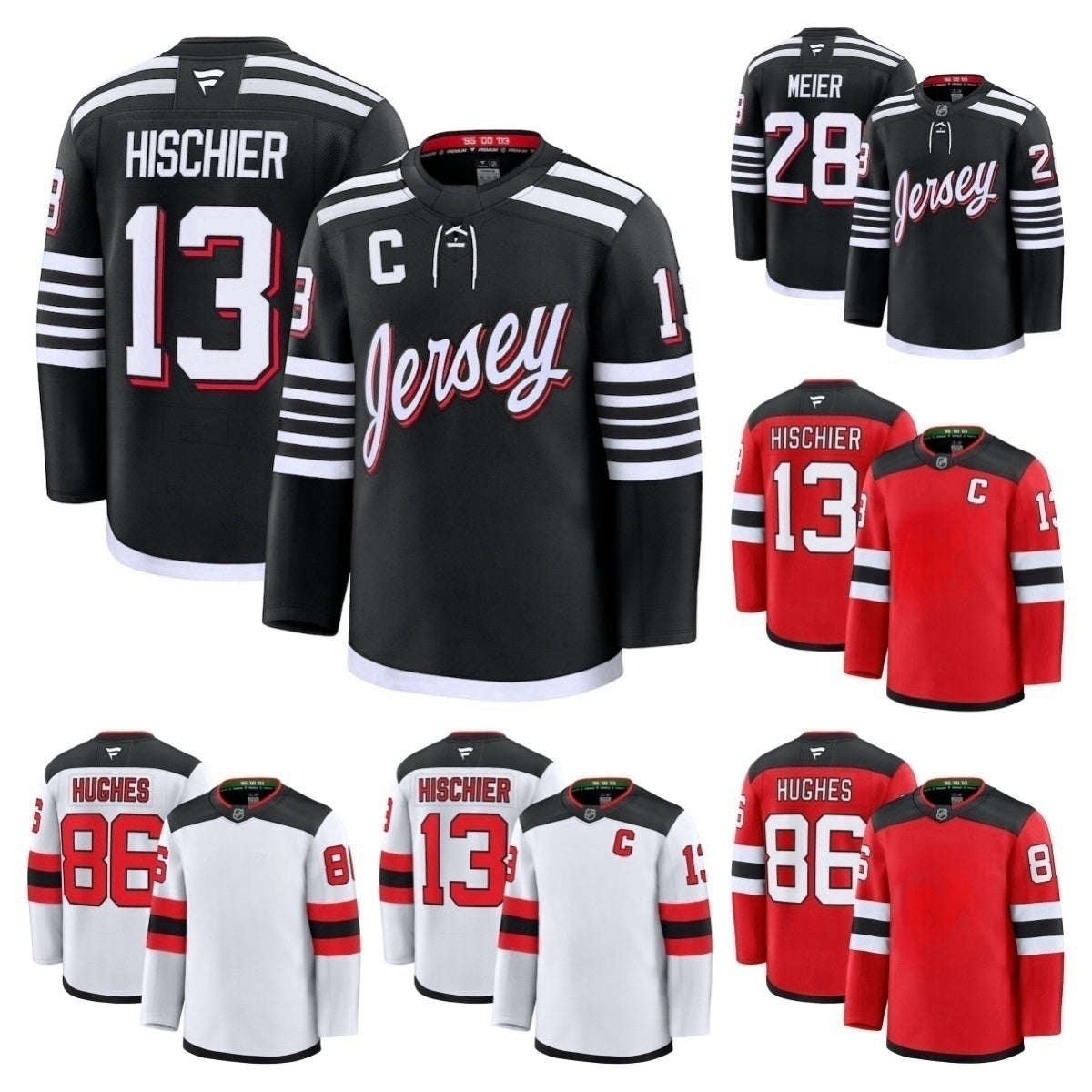 Luke Hughes Devils Jersey Hockey Jesper Bratt Arseny Gritsyuk Timo Meier Dawson Mercers Nico Hischier Jack Hughes Connors Brown Simon Nemec Brenden