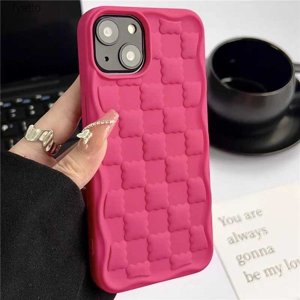 Cell Phone Pouches Cute Candy Cookies Square Grid Pattern Phone Case Pro Max Matte Silicone Shockproof CoverH240307