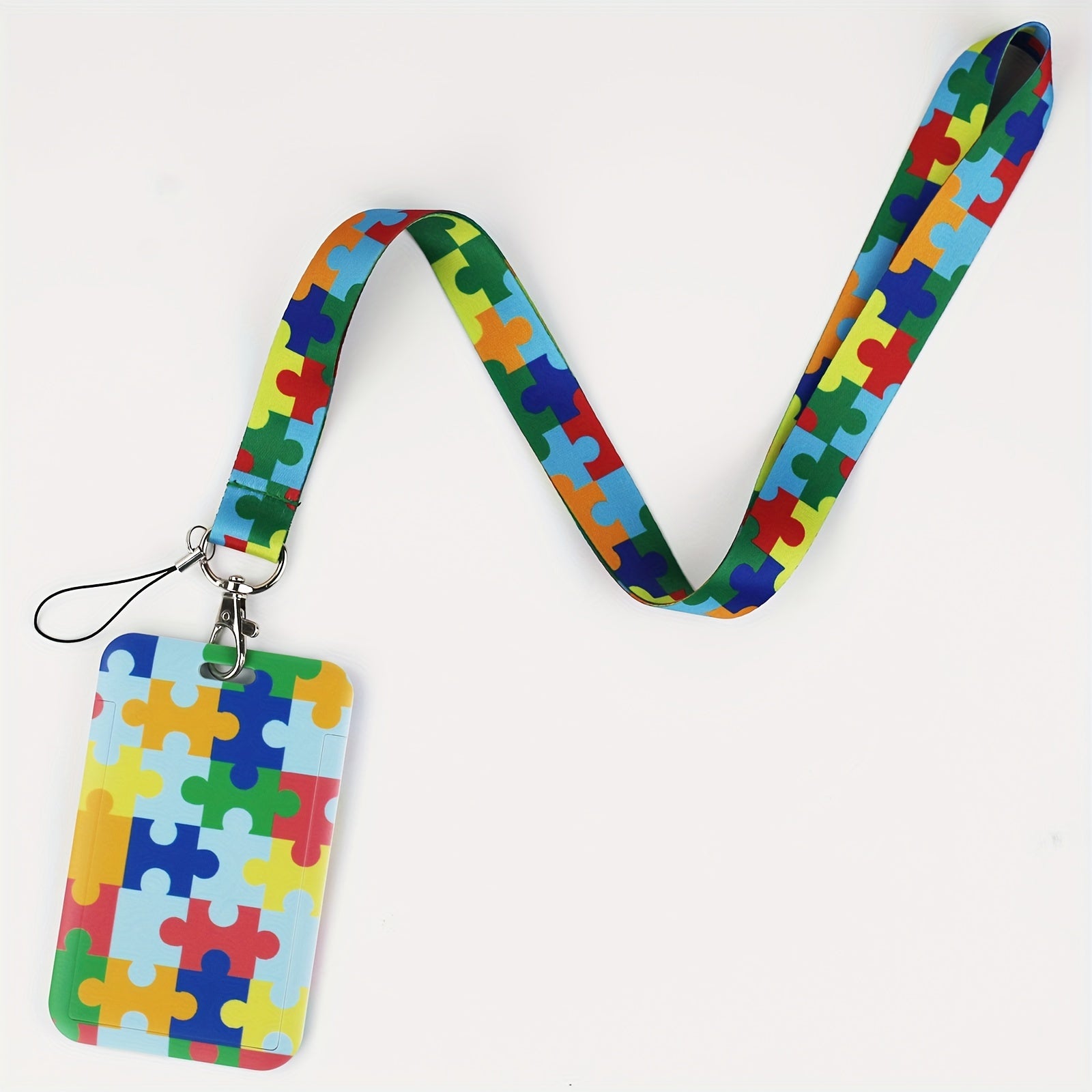 TEMU Autism Awareness Puzzle Piece Lanyard Card Holder, 1 Pack, Plastic Id Badge Reel For Teachers, Nurses, And , Supports Autism Education And