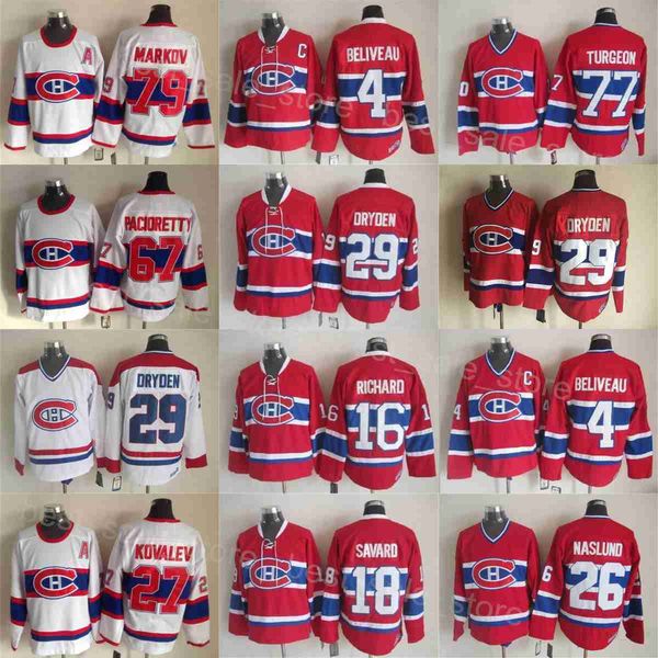 Retro Canadiens Hockey 4 Jean Beliveau Jerseys 29 Ken Dryden 1 Jacques Plante 16 Henri Richard Serge Savard Mats Naslund Alex Kovalev Max Pa