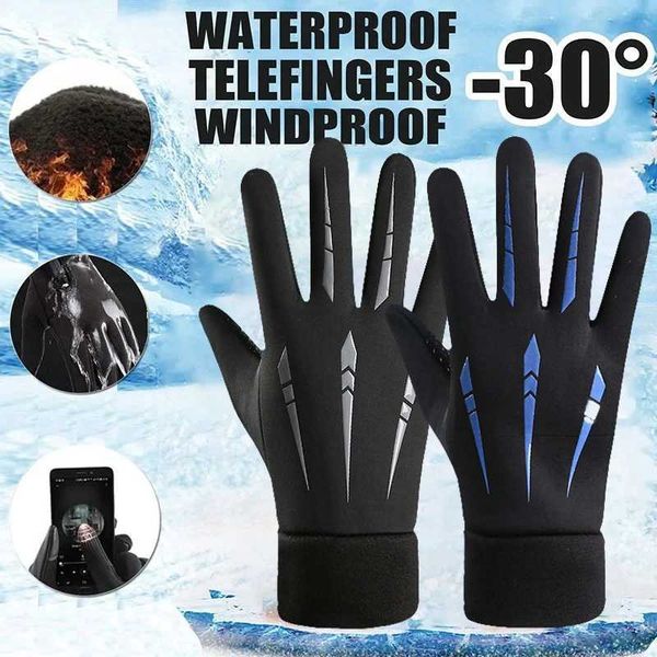 Sports Gloves 1Pairs Winter Warm Full Fingers Waterproof Windproof Cycling Outdoor Sports Running Motorcycle Ski Touch Screen Gloves z241218
