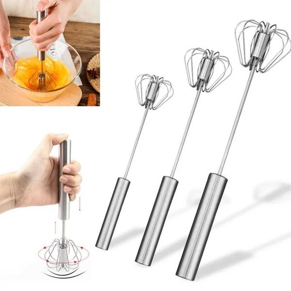 Semi Autatic Mixer Whisk Egg Beater Stainless Steel Manual Hand Mixer Self-Turning Utensils Kitchen Mixer Egg ToolsT250118
