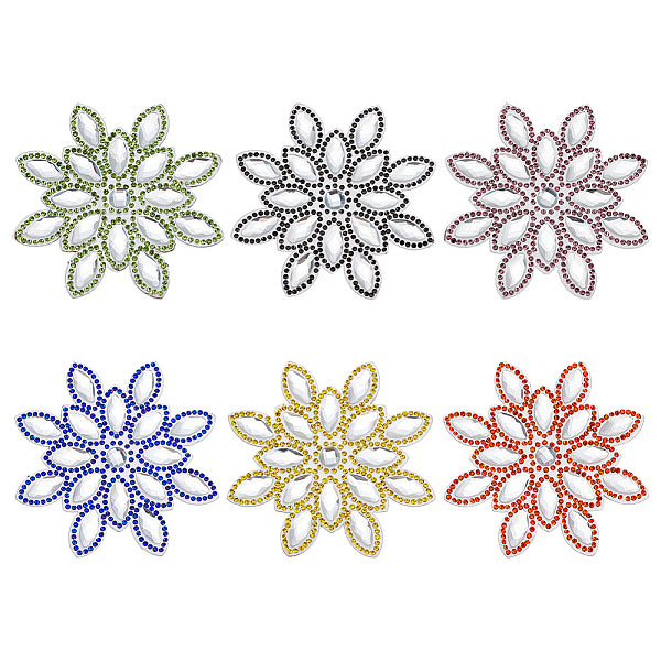 6 pz 6 colori fiocco di neve glitter hotfix strass di vetro