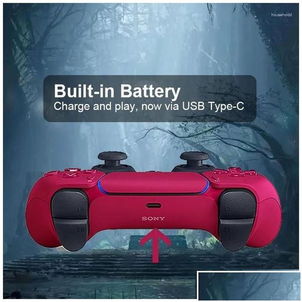 Controllers Game Joysticks S Sy Red Dualsense Wireless Controller Ps5 Gamepad Haptic Feedback Dynamic Adaptive Triggers Bluetooth Drop Otyod