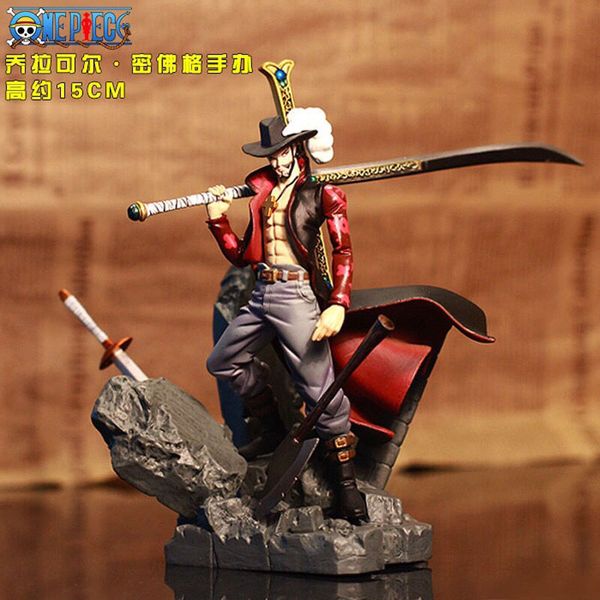 Novelty Games 15cm Scultures Big Anime Figure Toy Luffy Dracule Mihawk Model Doll With Sword Anime Brinquedos for Gifts