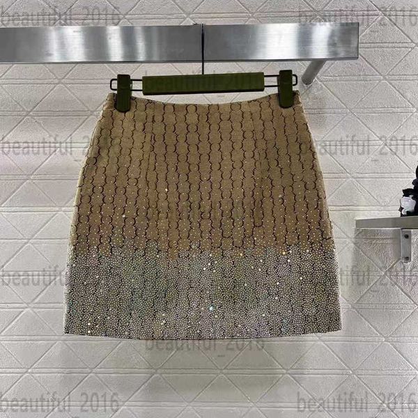 Skirts designer Fashionable rhinestone gradient new short skirt and half ARBL