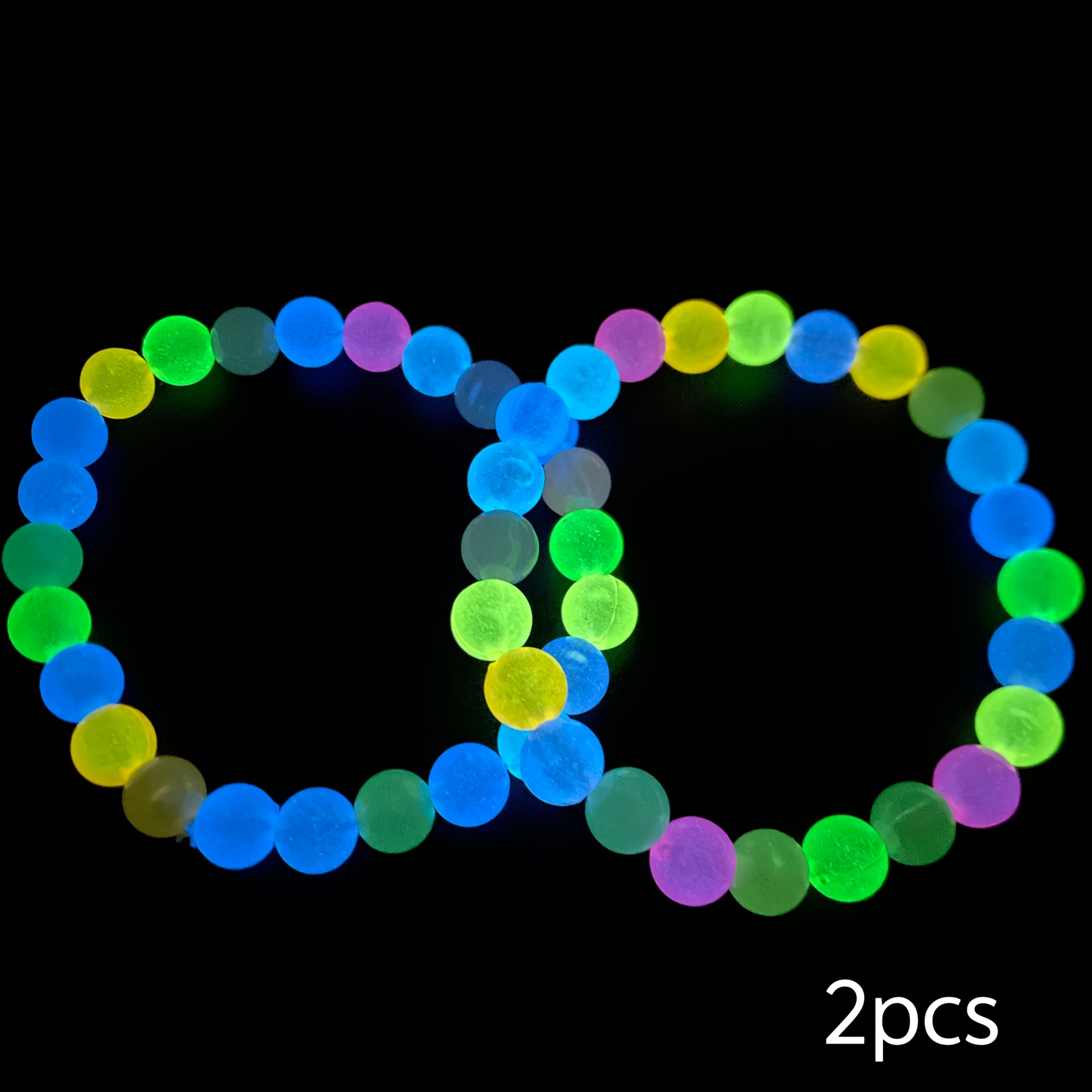 TEMU 2pcs Women's -the-dark Acrylic Bead Ankle Bracelets - Bohemian Style Multicolor Gradient Non-toxic Jewelry For Casual Attire, Valentine's Day