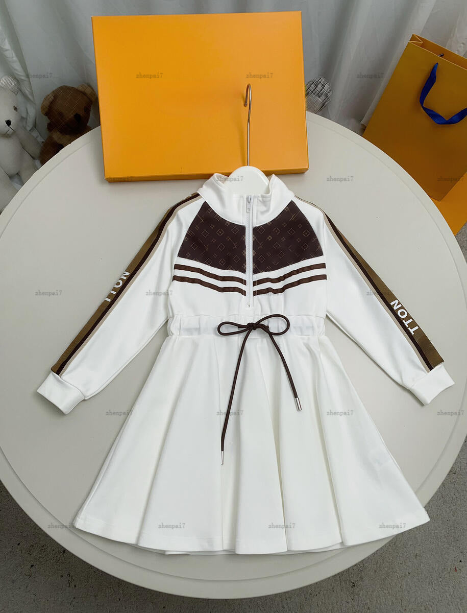 Top girl dress Long-sleeved Strap design child partydress baby skirt kids designer clothes autumn girls frock A219X06N000