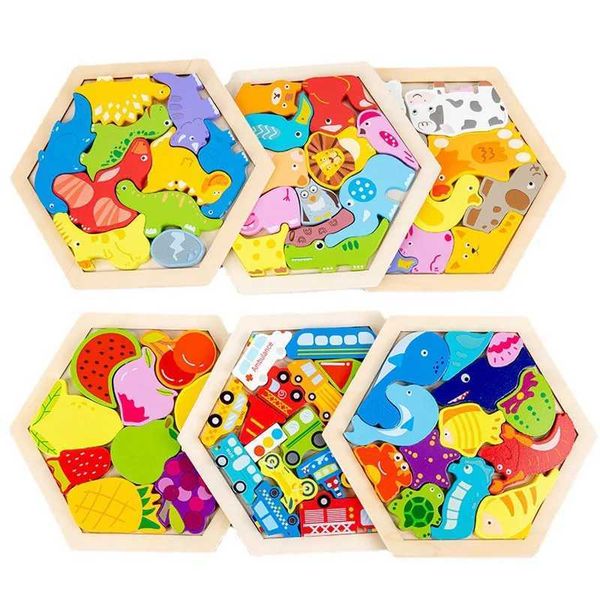 Wooden Jigsaw Puzzle Kids Toy Cartoon Dinosaur Animal Wood Puzzles Game Baby Montessori Educational Toys for Children C250211