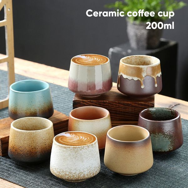 Mugs 1pcs Retro Japanese Style Ceramic Coffee Cup Coarse Water Cups Pottery Afternoon Tea Mug Teacup Breakfast Milk 230817