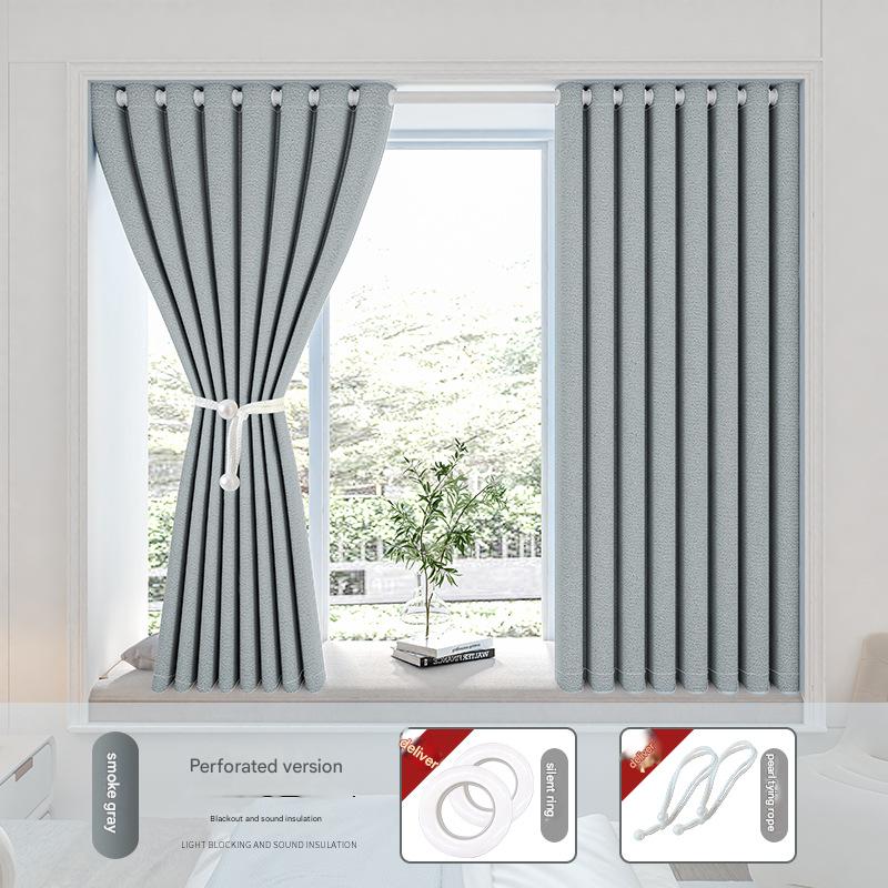 YL-36611 bedroom blackout curtain punch-free installation, telescopic rod included, 2025 new partition sunshade bay window