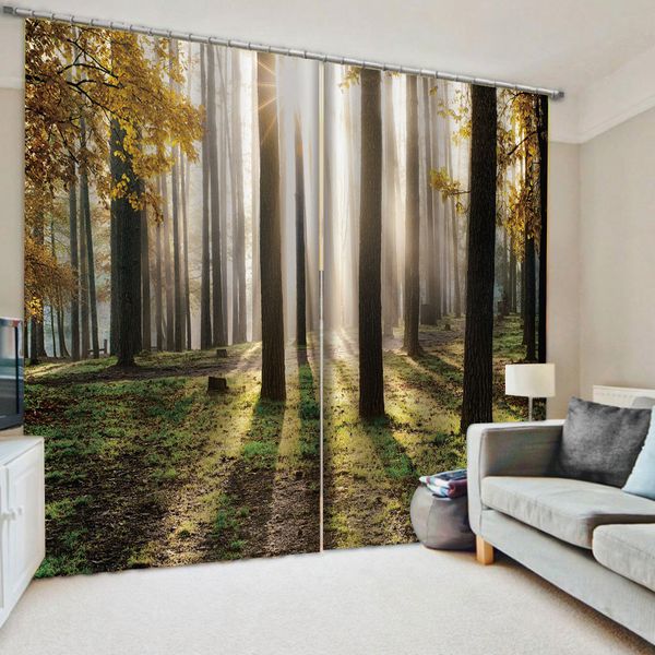 Photo forest curtains Window Curtain for Bedroom Living Room Hook Decor 3D Style Shower Curtain