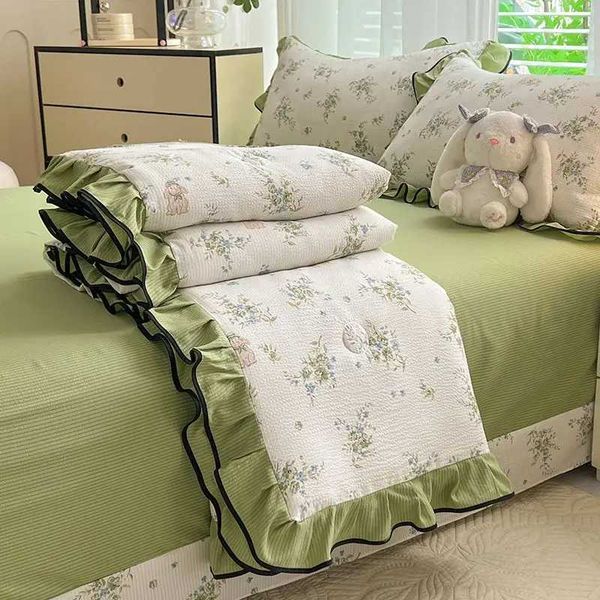 Summer Quilt Cool Blanket New Jacquard Lace Korean Edition Bubble Cotton Summer Air Conditioning Machine Washable HouseholdXJ241024