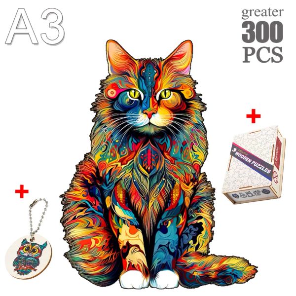 Unique Colorful Animal Jigsaw Puzzles for Adults Classic DIY Wooden Crafts Family Educational Parent-child Games Birthday Gifts