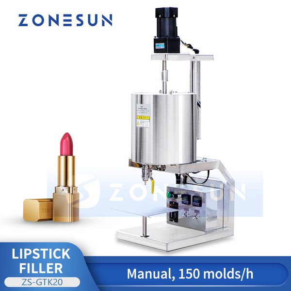 ZONESUN Lipstick Filling Machine Manual Lip Barm Filler Cosmetics Make Up Beauty Product Equipment Heating Mixing ZS-GTK20