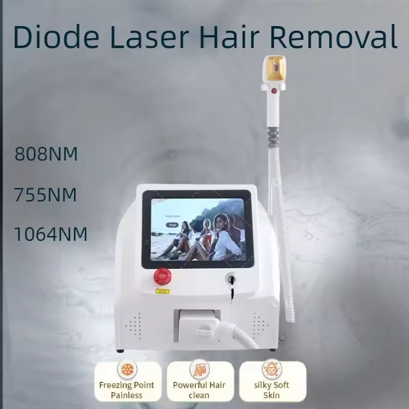 808nm Diode Laser Hair Removal Machine Professional 3 Wavelength Painless Permanent Epilation Device For All Skin Types Suitable for home and beauty