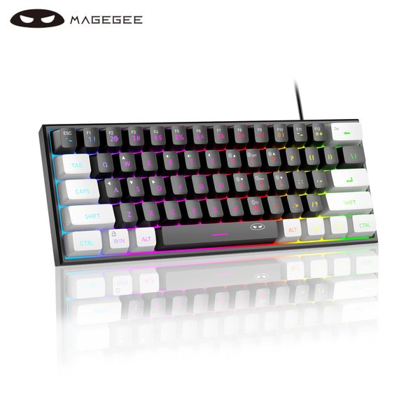 MageGee TS91 60% Compact Wired Keyboard 61 Key RGB Backlit Small Portable Office Computer Thin Film Keyboard Suitable for Windows PC 241106