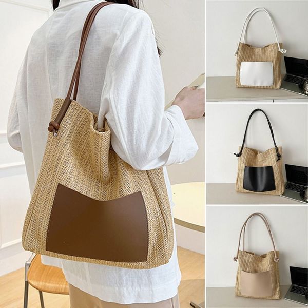 Woven Straw Bag Cute Rattan Handmade Braid Tote Bags Large Capacity Handbags Ladies H6.26#26