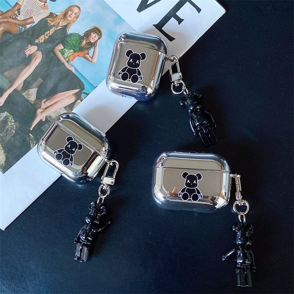 ddmygifts Electroplated black bear suitable Pro 1-2-3 generation Bluetooth wireless headphone cover, creative soft shell for men A