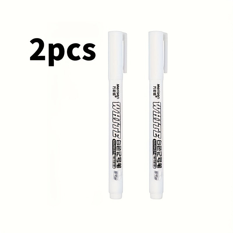 TEMU Multi-pack White Marker Pen - Waterproof & Quick-dry, For Glass, Blackboard, Metal, Plastic, Back To School Diy- Doodle-greeting Card Design.