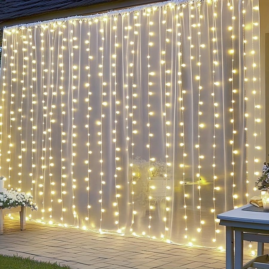 TEMU 601led Warm White Usb-powered Led Curtain Lights | Remote-controlled 8-mode Fairy Tale With Infrared Sensor, Plug-in String Lights For Bedroom &