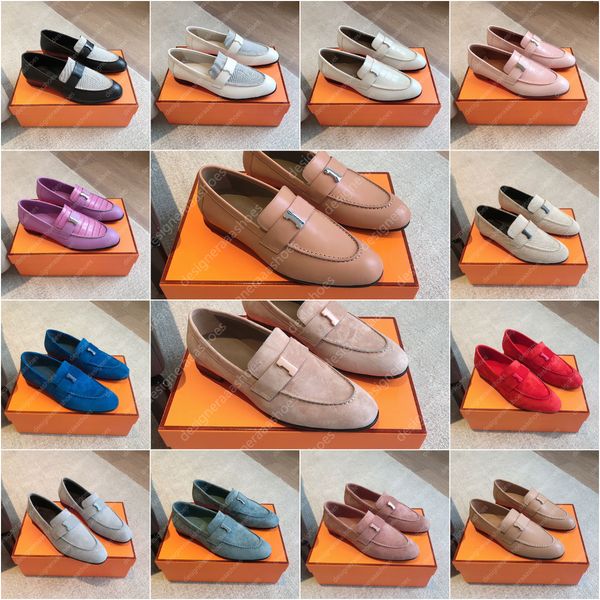 Designer loafers womens dress shoes woman loafer luxury shoes neutral out of office casual shoes suede genuine cowhide sandals slip on lazy