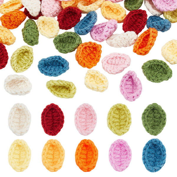 54Pcs 9 Colors Handicraft Milk Cotton Knitting Leaf Ornament Accessories