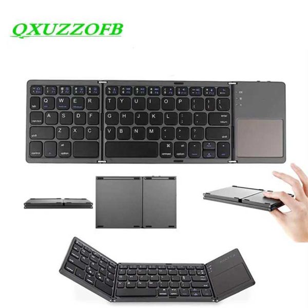 Keyboards 2024 New Folding Keyboard Bluetooth With Touchpad Portable Utra-thin Mobile Phone Tablet Wireless Keyboard z241127