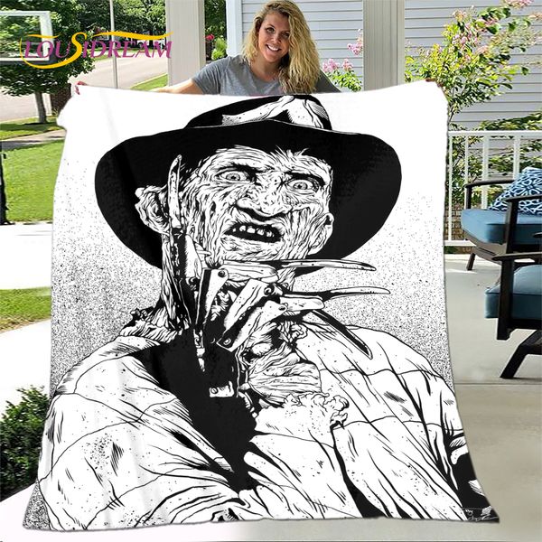 Horror Movie Characters Chucky Freddy Clown Blanket,Flannel Blanket Throw Blanket,Warm Blanket for Living Room Bedroom Beds Sofa
