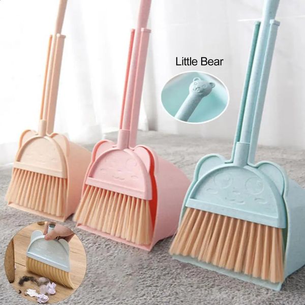 1 set of mini rens broom dust collector cartoon flexible pig mane ren pretend to play with ren indoor and outdoor floor cleaning tool kit 25