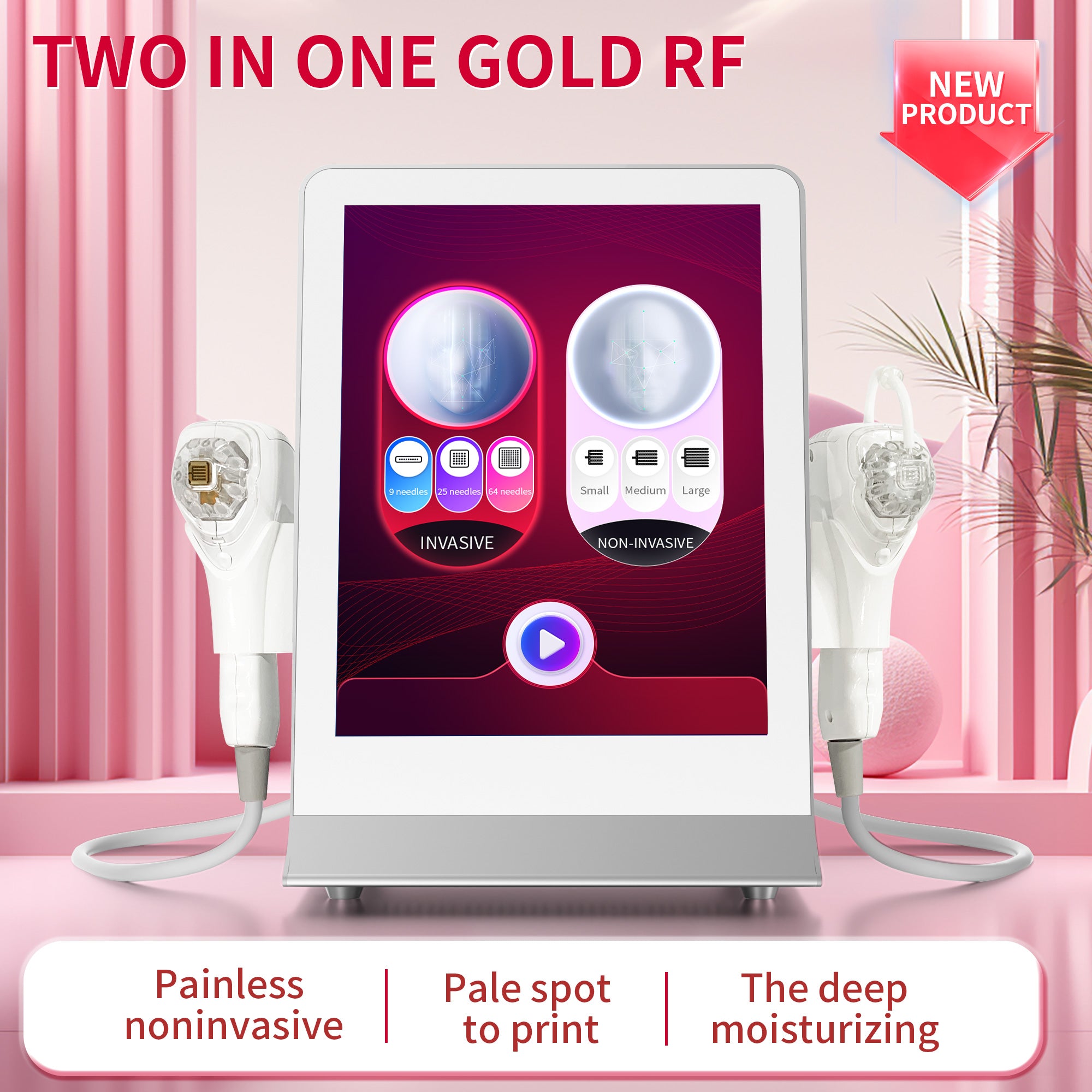 RF Beauty Instrument Gold Microneedle To Remove Acne Scars and Wrinkles for Skin Regeneration Beauty Salon Professional Skin Care Equipment