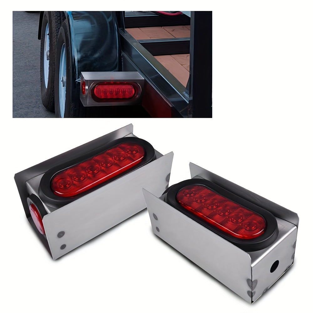 TEMU Fit For Truck Trailer Steel Box Kit W- 6" Oval Tail Light 2" Marker Lamp