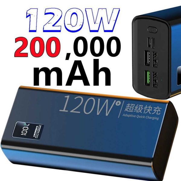 120W Power Bank For er Fast Charging 200000mAh tralarge Capacity For External Battery For Cell Phones Laptops Z241220