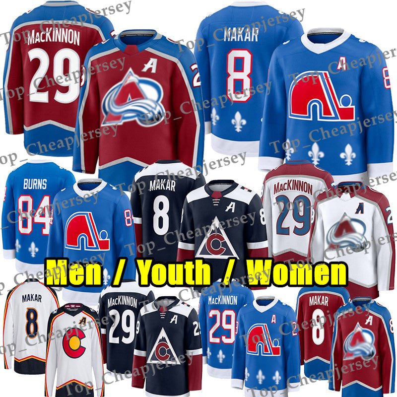 #29 Nathan MacKinnon colorado hockey jersey avalanches jersey #8 Cale Makar Brent Burns Gabriel Landeskog Brock Nelson Martin Necas Nichushkin Devon