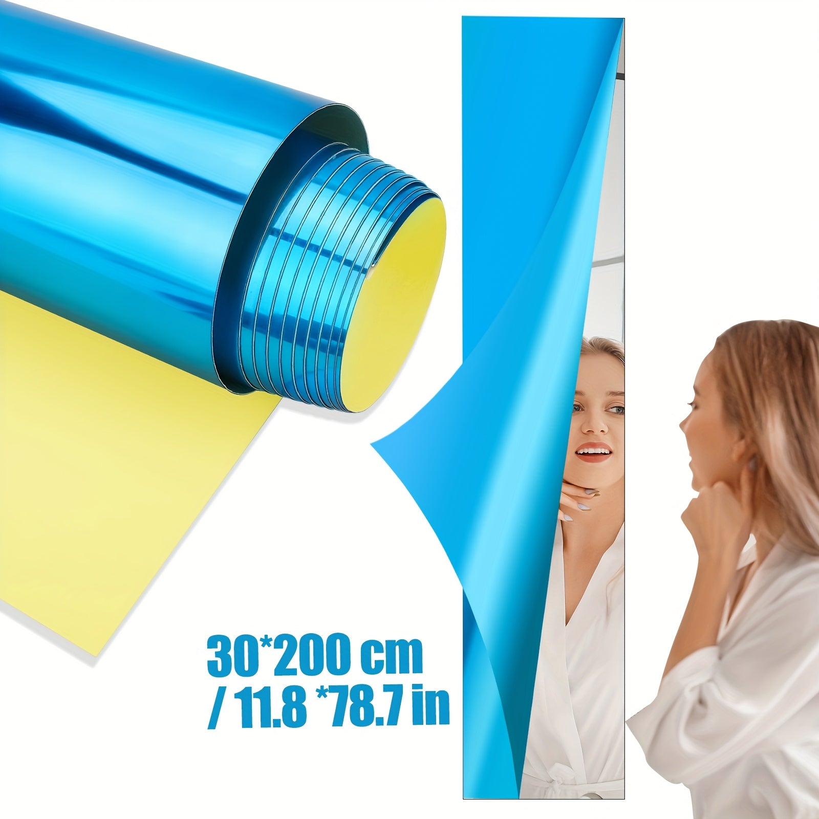 TEMU 11, 8x78, 7 Inch Self-adhesive Mirror Sticker - Removable Reflective Film, Easy , Flexible Pet Mirror Wall Decal For Bathroom, Office & Rv,